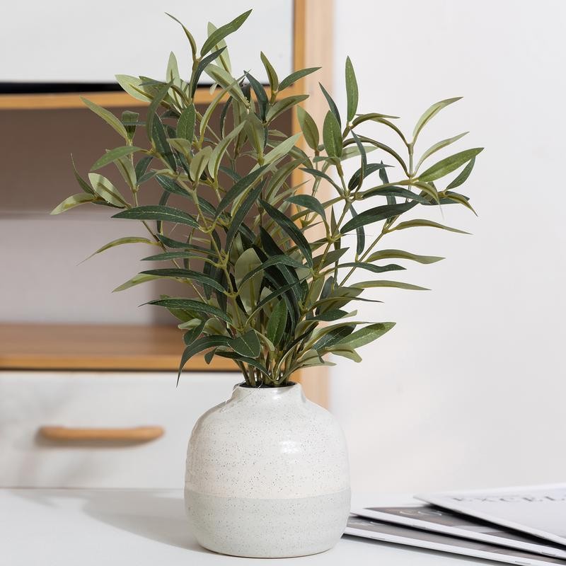 Artificial Olive Plant ＆ 2-Tone Ceramic Vase Indoor Decor Home Office Dorm New