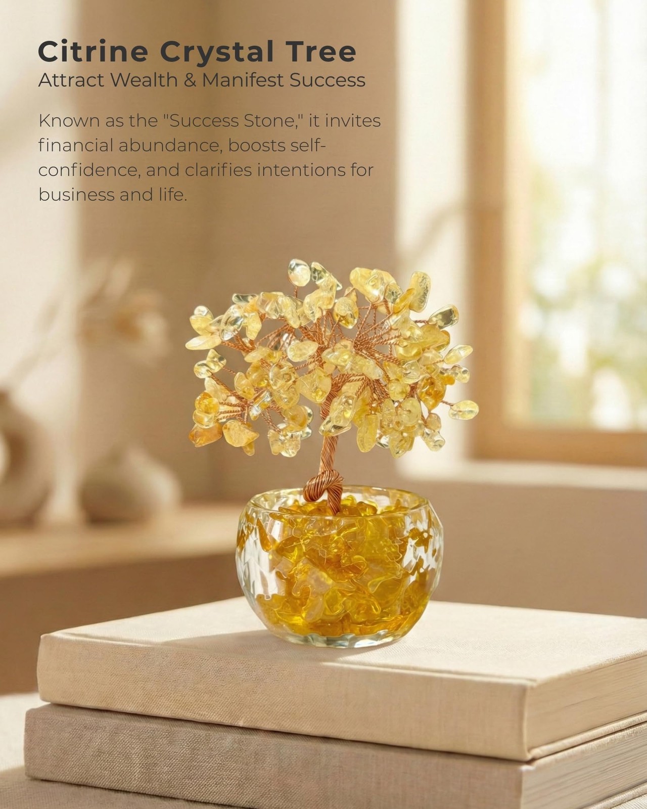 Citrine Crystal Tree of Life – Natural Gemstone Feng Shui Bonsai – Healing Cr…