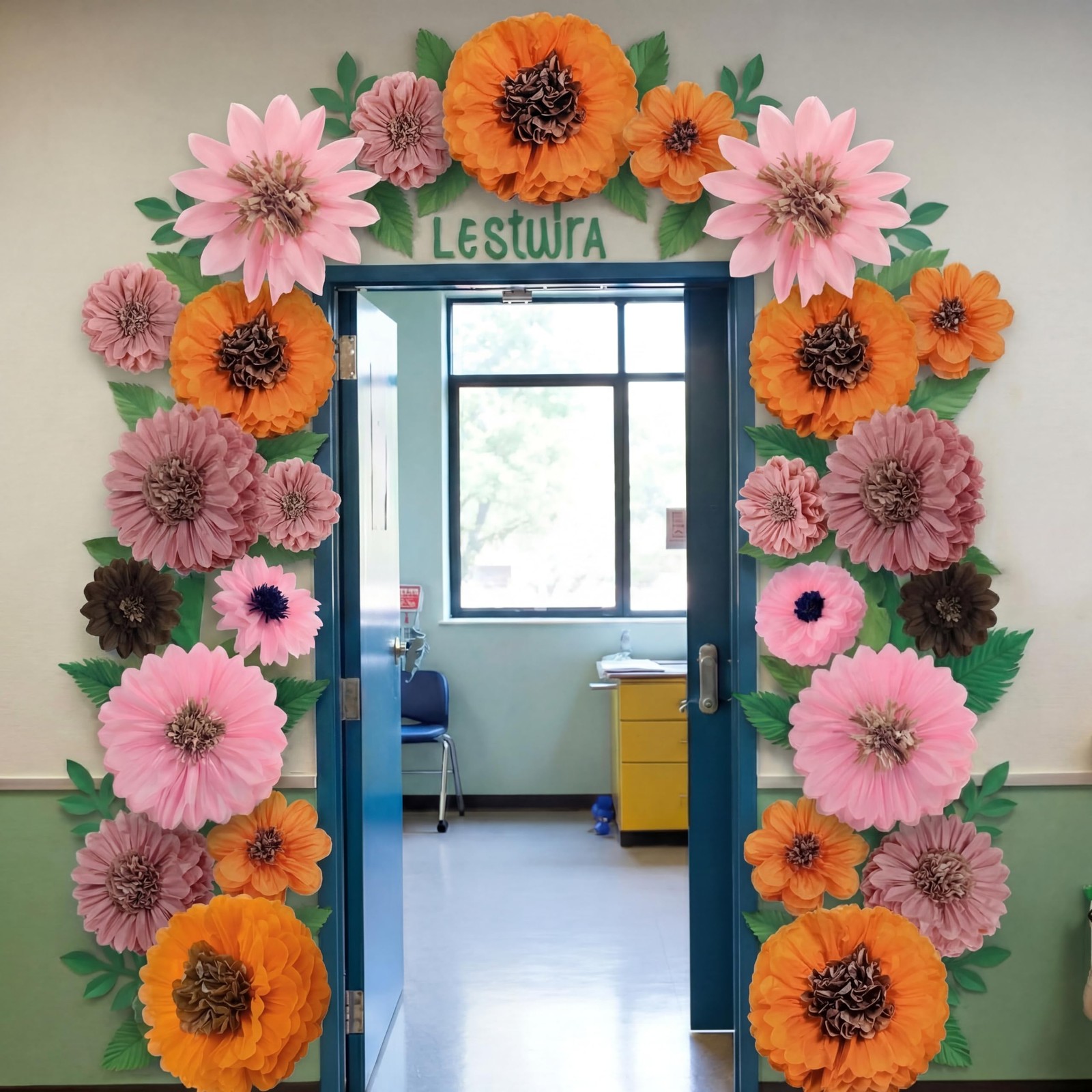 36 Pcs Boho Giant Flowers Decoration for Wall Sizes 10″ to 24” Tissue Pom Po…