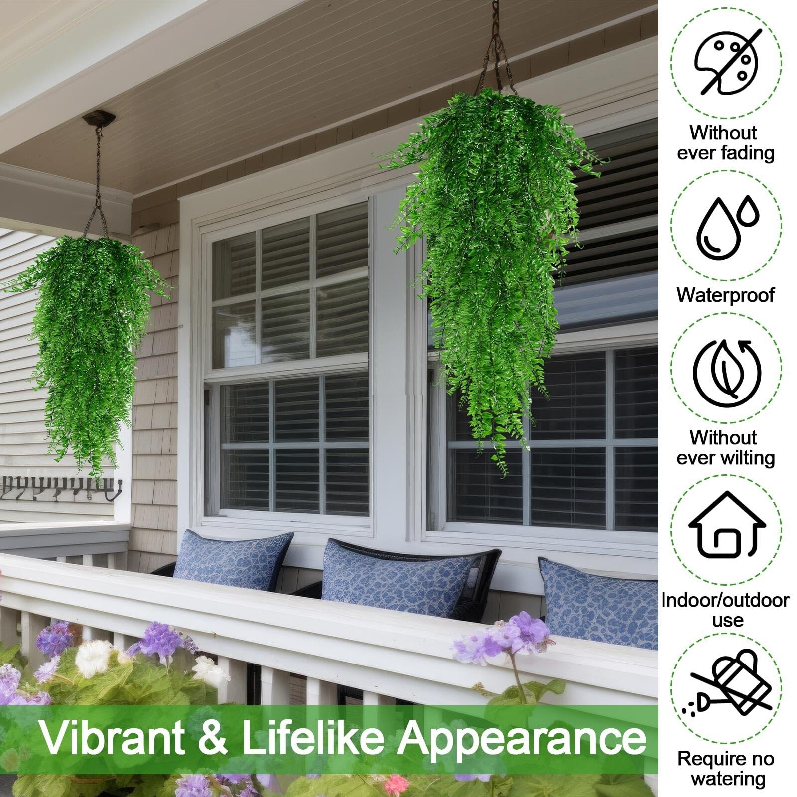 Riceshoot 24 Pcs Artificial Hanging Plants 8 Styles Realistic Hanging Fake Pl…