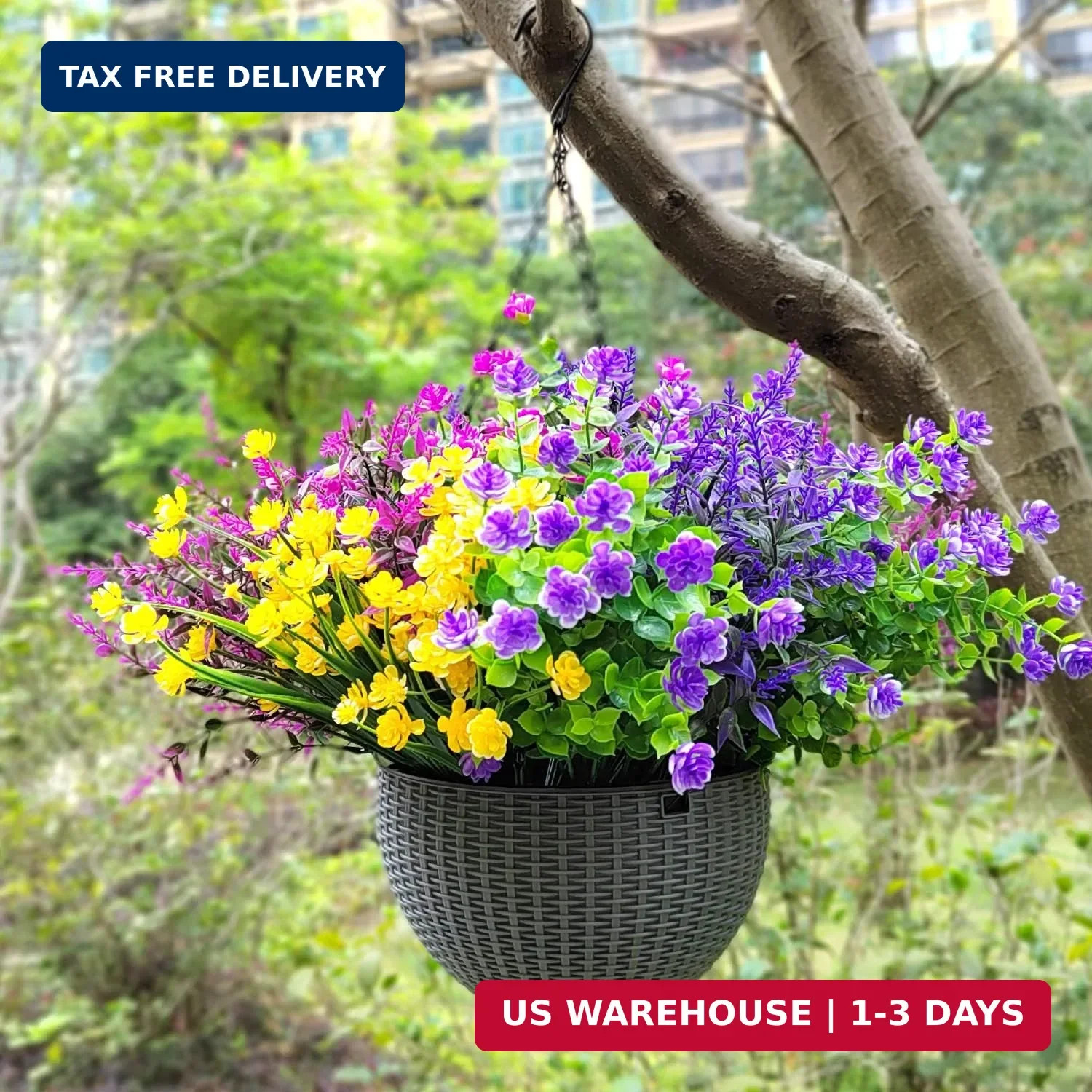 Grunyia 20 Bundles Artificial Flowers Outdoor UV Resistant No Fade Fake Plants F