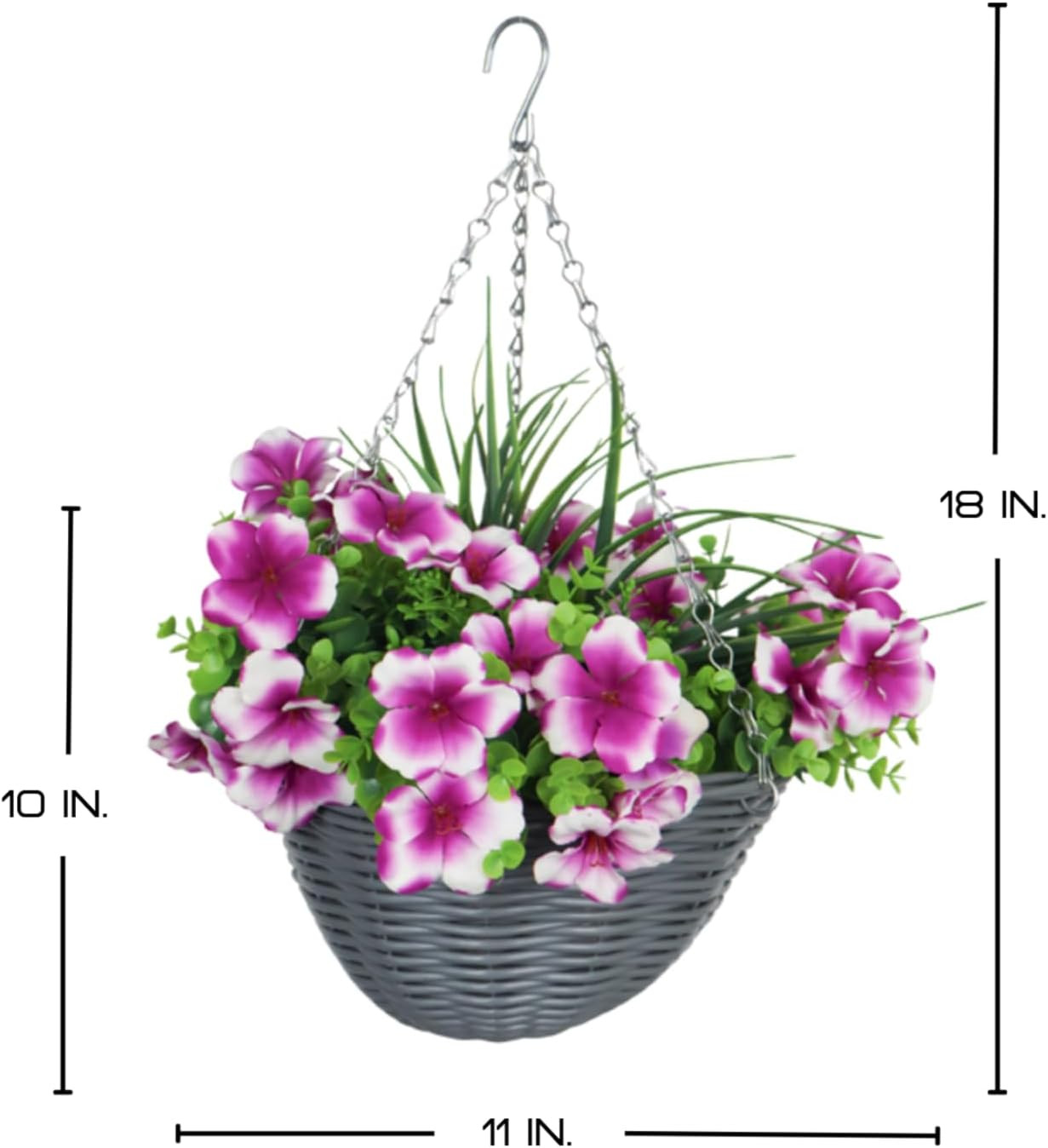 Pink Artificial Petunia Hanging Plant with Eucalyptus for Outdoor Decor