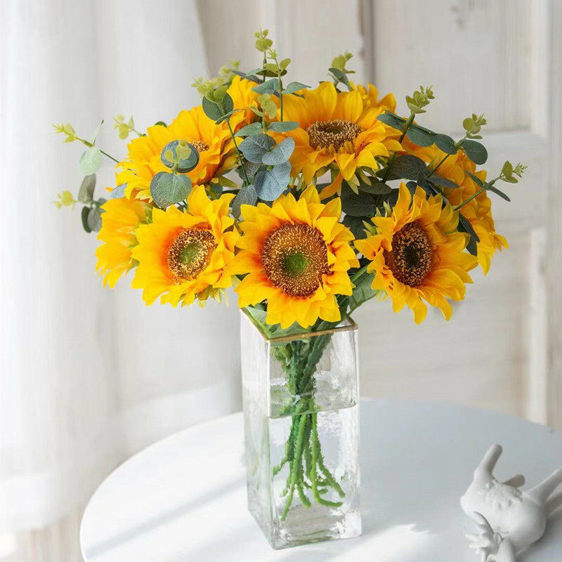 60cmArtificial sunflower Flowers bouquet silk Fake flower high quality flores fo