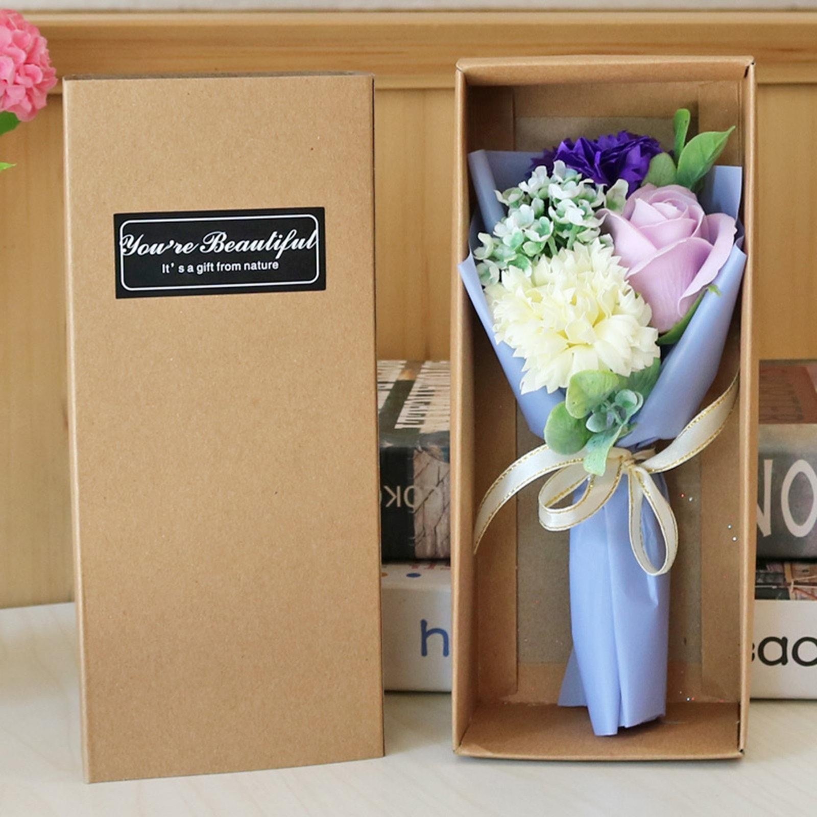 Scented Soap Flower Bouquet with Gift Box for Valentine’s Day Wedding Decor