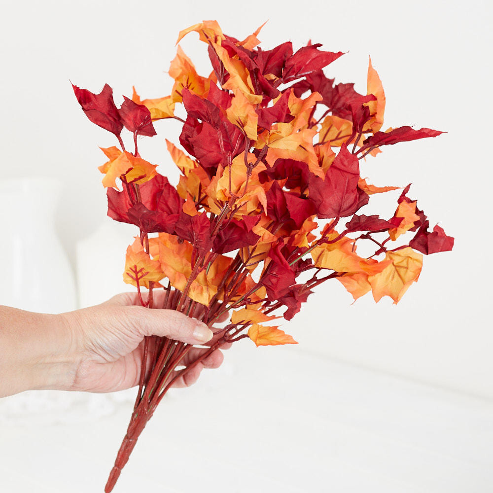 Set of 4 Artificial Autumn Colored Leaf 15″ Spray Bushes
