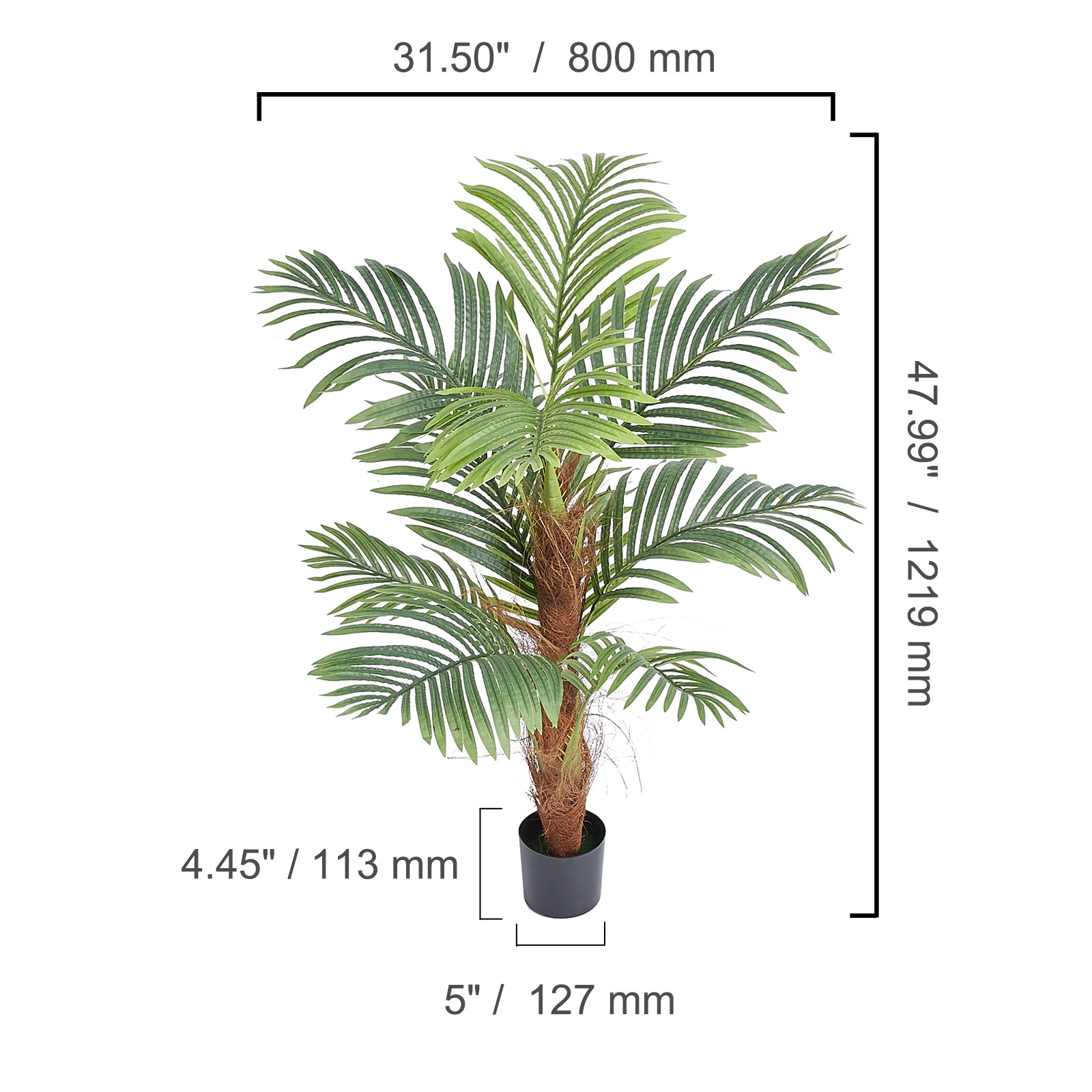 Uimoso 4 FT Artificial Areca Palm Tree Decorative Faux Plant for Indoor Spaces