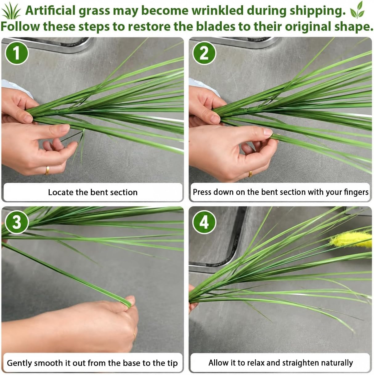 10 PCS Artificial Plants Onion Grass, Faux Shrubs Wheat Grass Greenery Stems