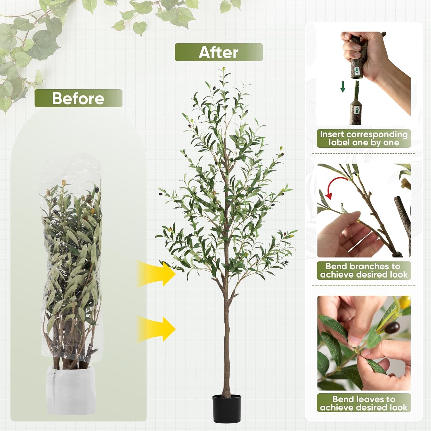 2-Pack 6 FT Olive Tree Artificial Indoor Faux Olive Trees with Planter Fake
