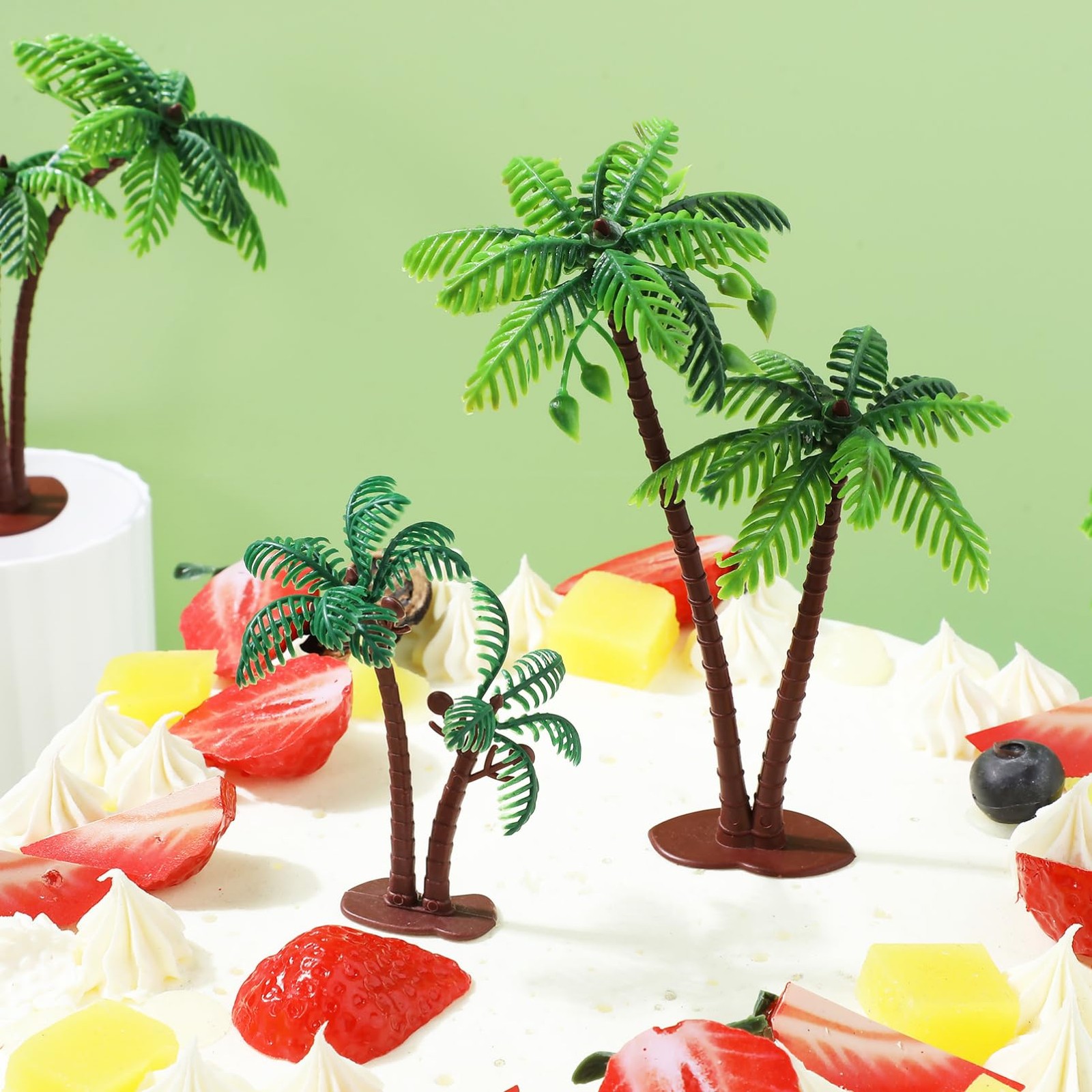 Decoración de palmeras, miniárboles tropicales de plástico para tartas