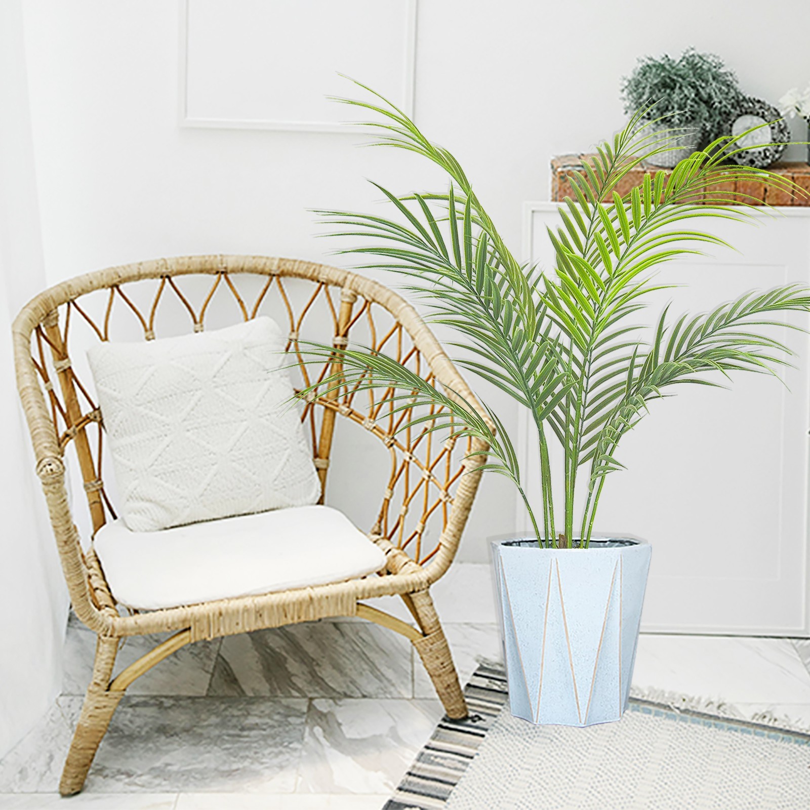 2 Pack 3ft Single Stem Artificial Areca Palm Tree, Fake Tropical Indoor Outdoor