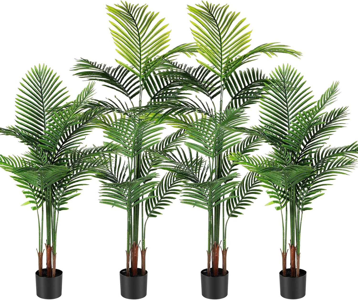 4 Pack Artificial Palm Trees – 4ft & 5ft Faux Plants for Home & Office Decor