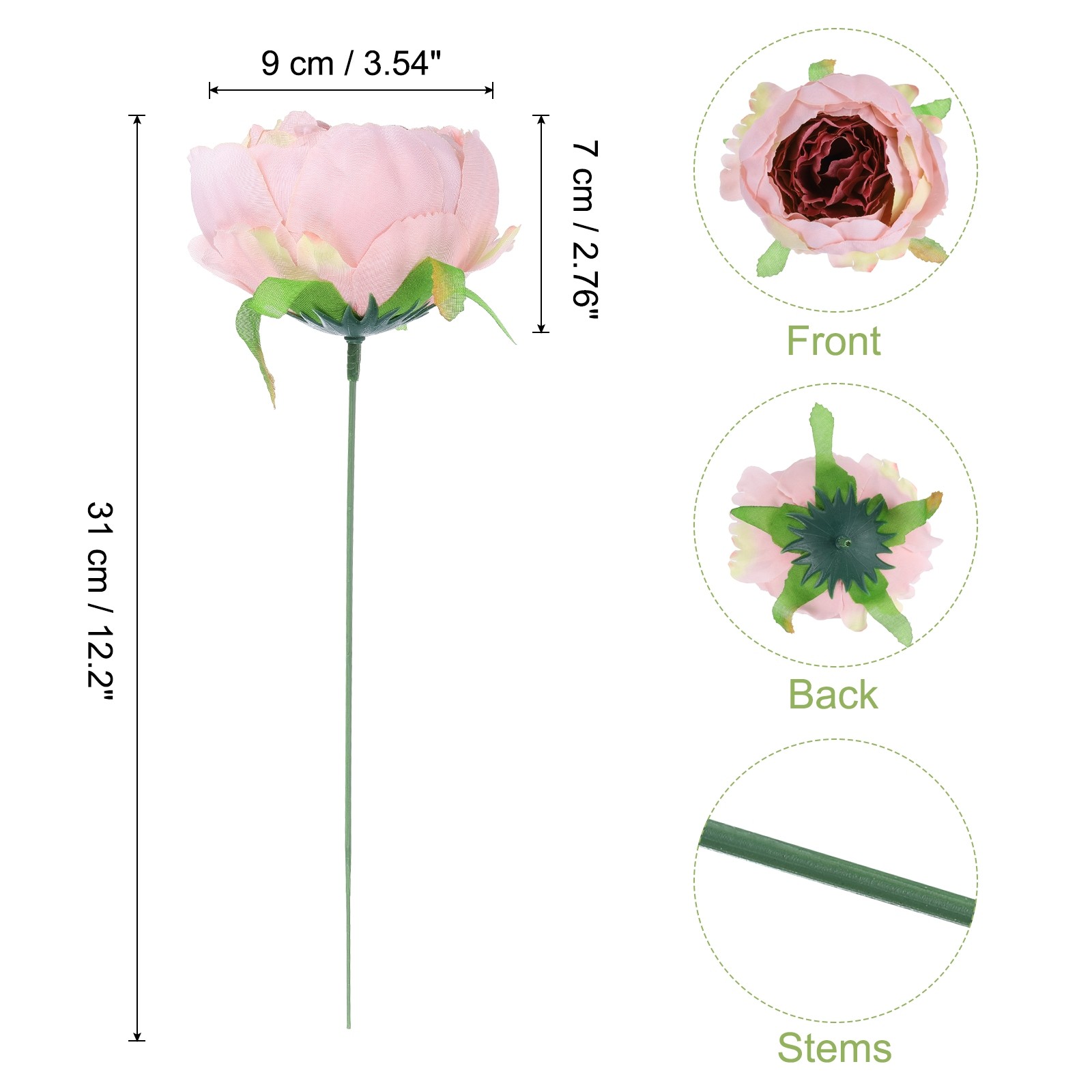 25Pcs Peonies Artificial Flowers Fake Peony Flowers with Stems Purple Pink