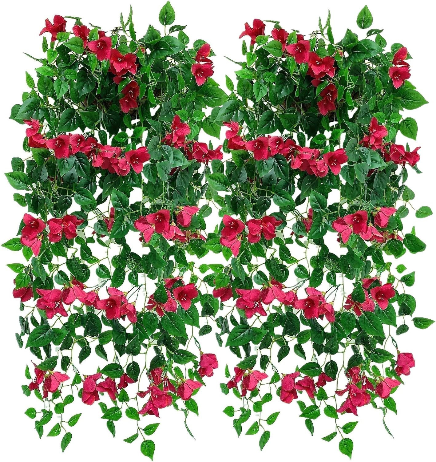 Magrowie Pack of 4Pcs Artificial Hanging Bougainvillea Silk Plastic Flower Vines