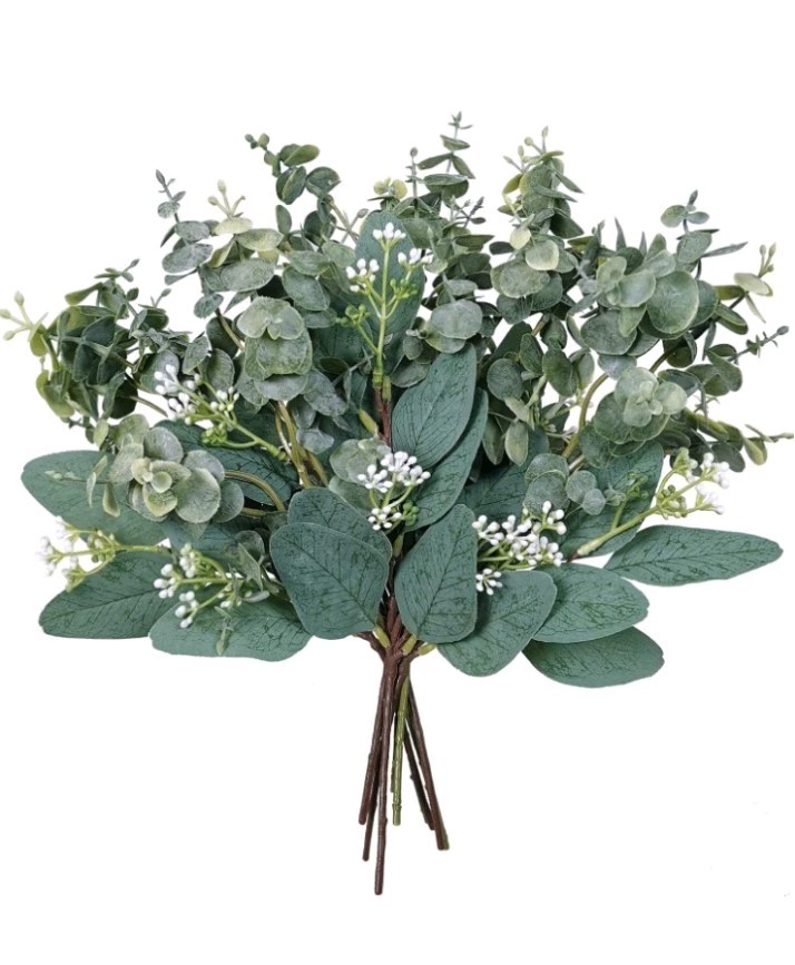 10pc Mixed Faux Eucalyptus Leaves Stems Floral Bouquet Craft Wedding Home Decor