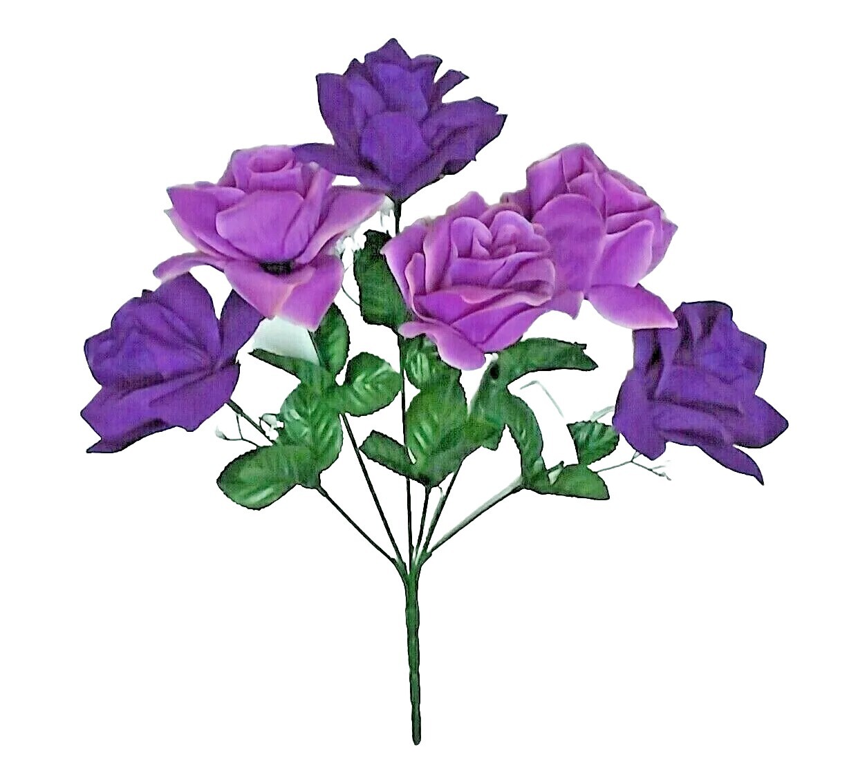 Purple & Lavender 6-4″ Roses 14″ Bush Silk Flower Wedding Home Decor Craft USA