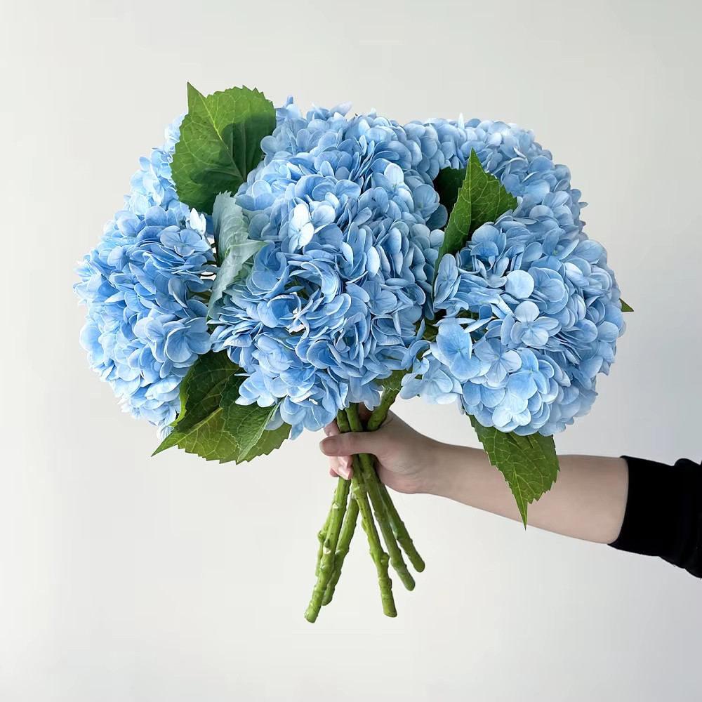 Blue Artificial Hydrangea Flowers Real Touch Artificial Hydrangea Branches Decor