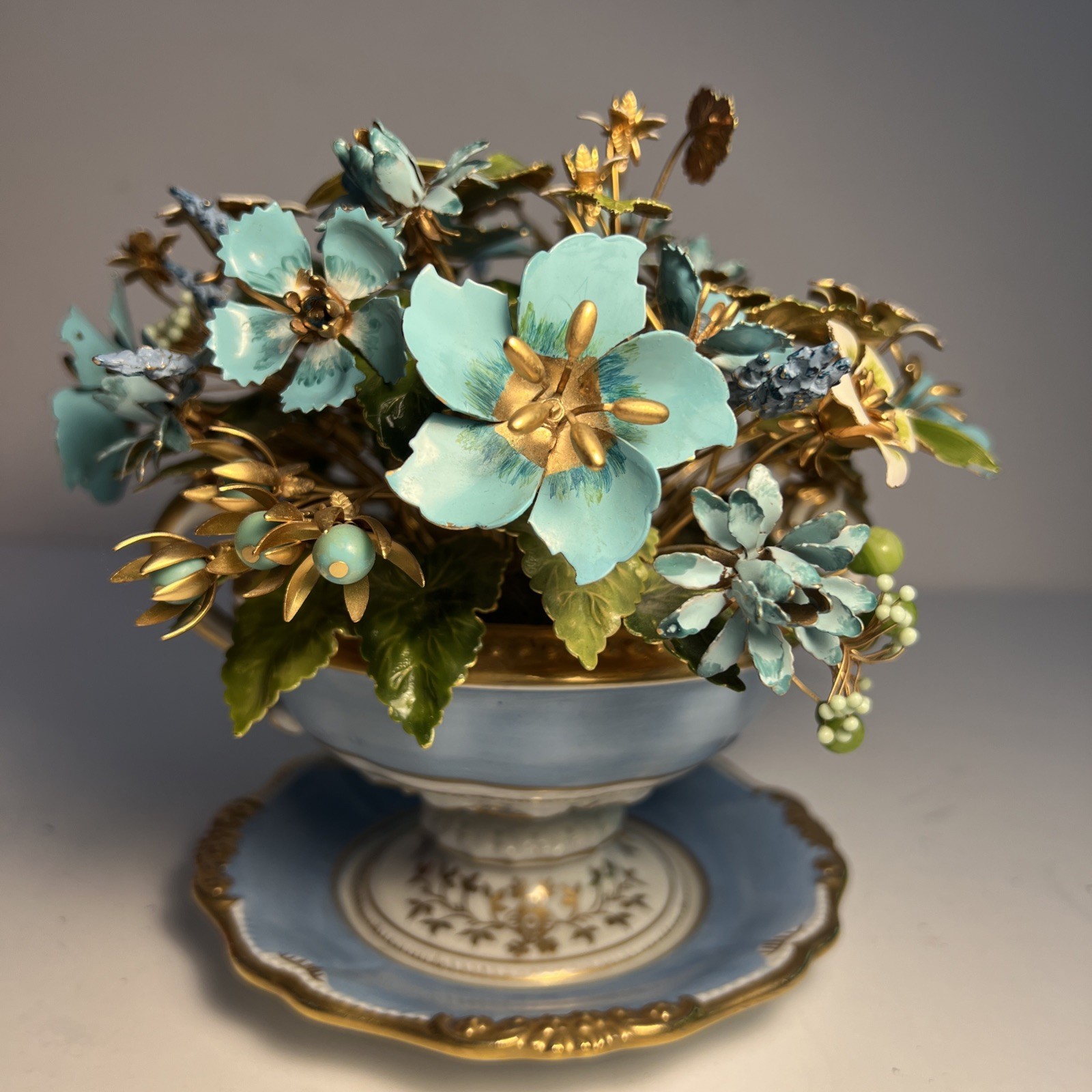 Jane Hutcheson for Gorham Blue Fleurs des Siecles 2 Handle Cache Pot EUC