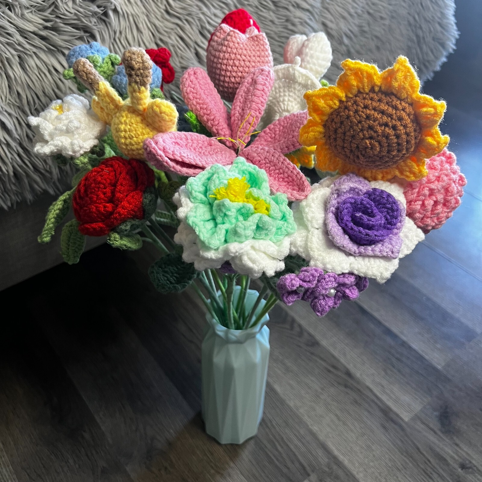 Hand Knitted Flower Yarn Crochet Flowers Hand Craft