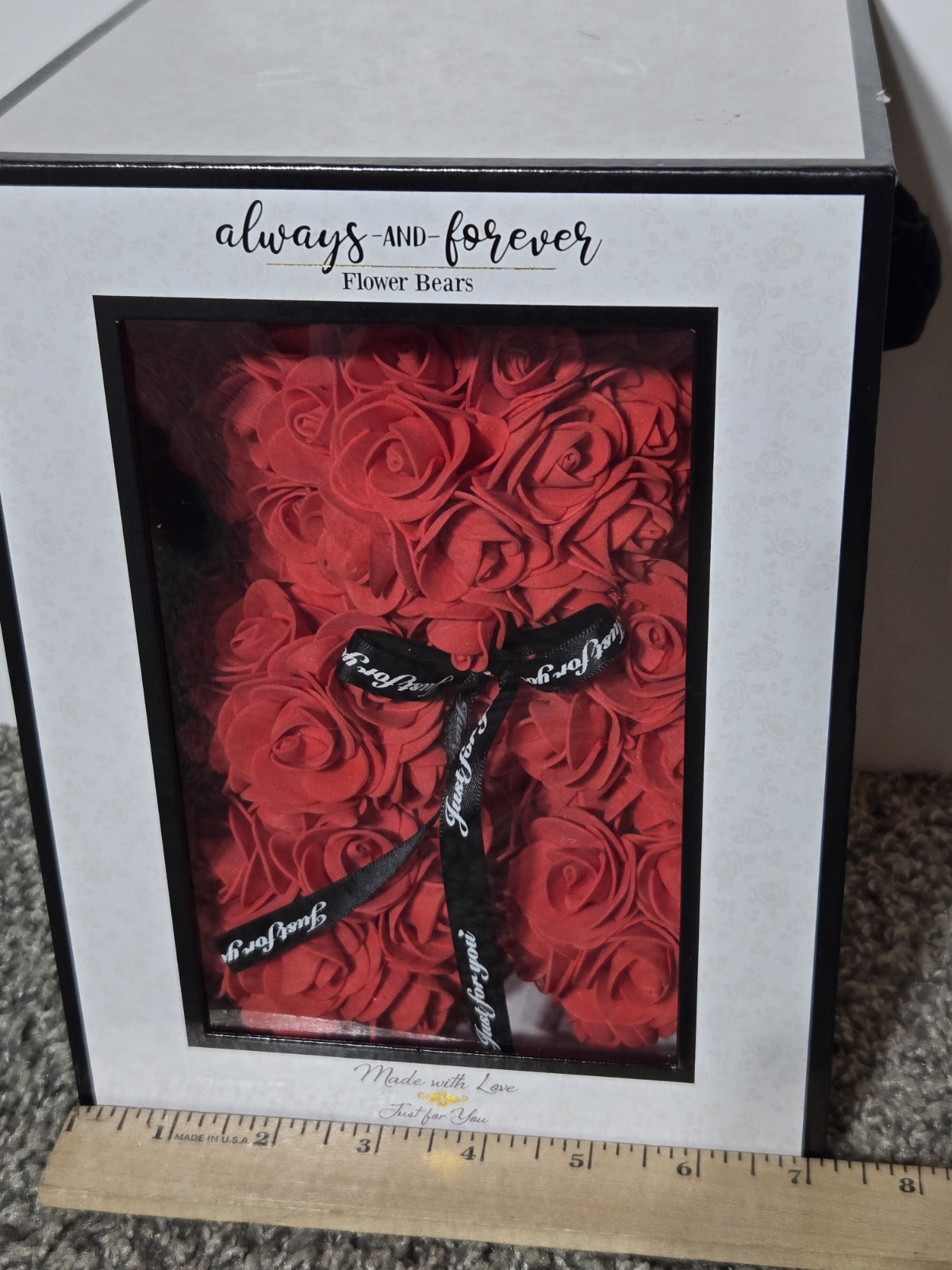 Always And Forever Flower TEDDY BEAR Handmade Foam Red Roses Love Valentine