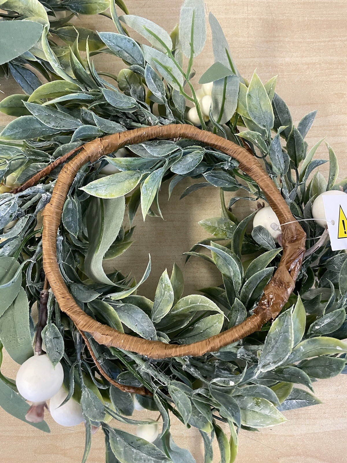 Set of 2 White Berry and Dusted Eucalyptus Leaf Candle Rings by Valerie