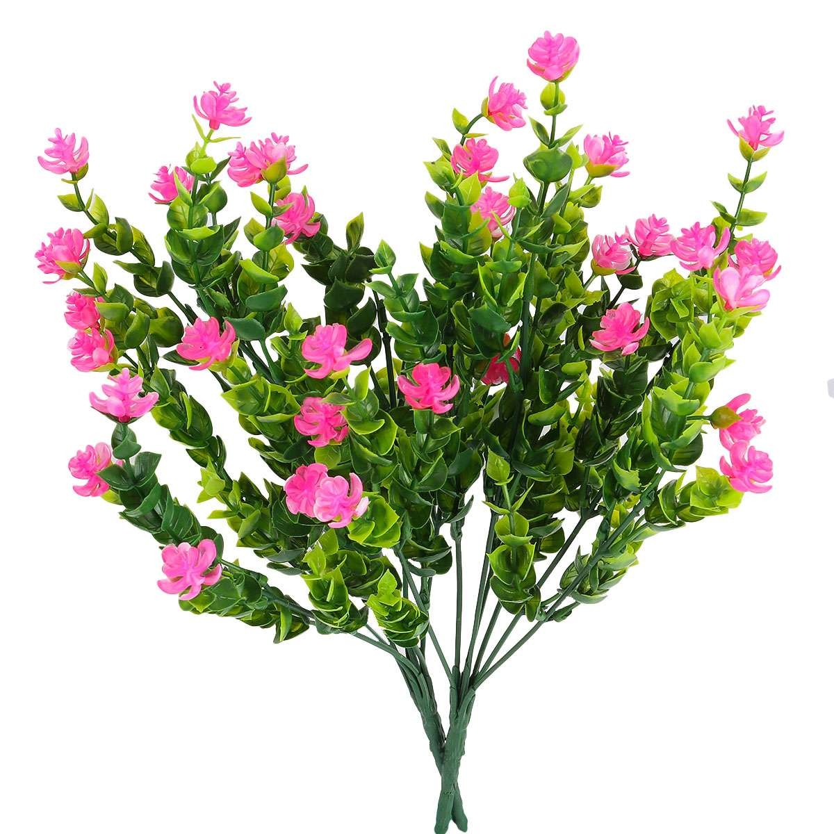 2/4/8 Bundles Artificial Flowers Outdoor UV Resistant Plastic Plant Silk Flower