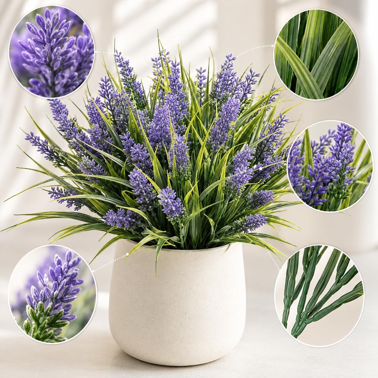 Artificial Monkey Grass with Flowers – Faux Outdoor Plants, UV Resistant Fake