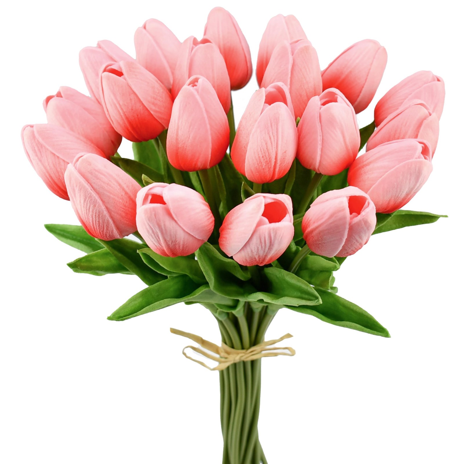 20pcs Artificial Coral Pink Tulips
