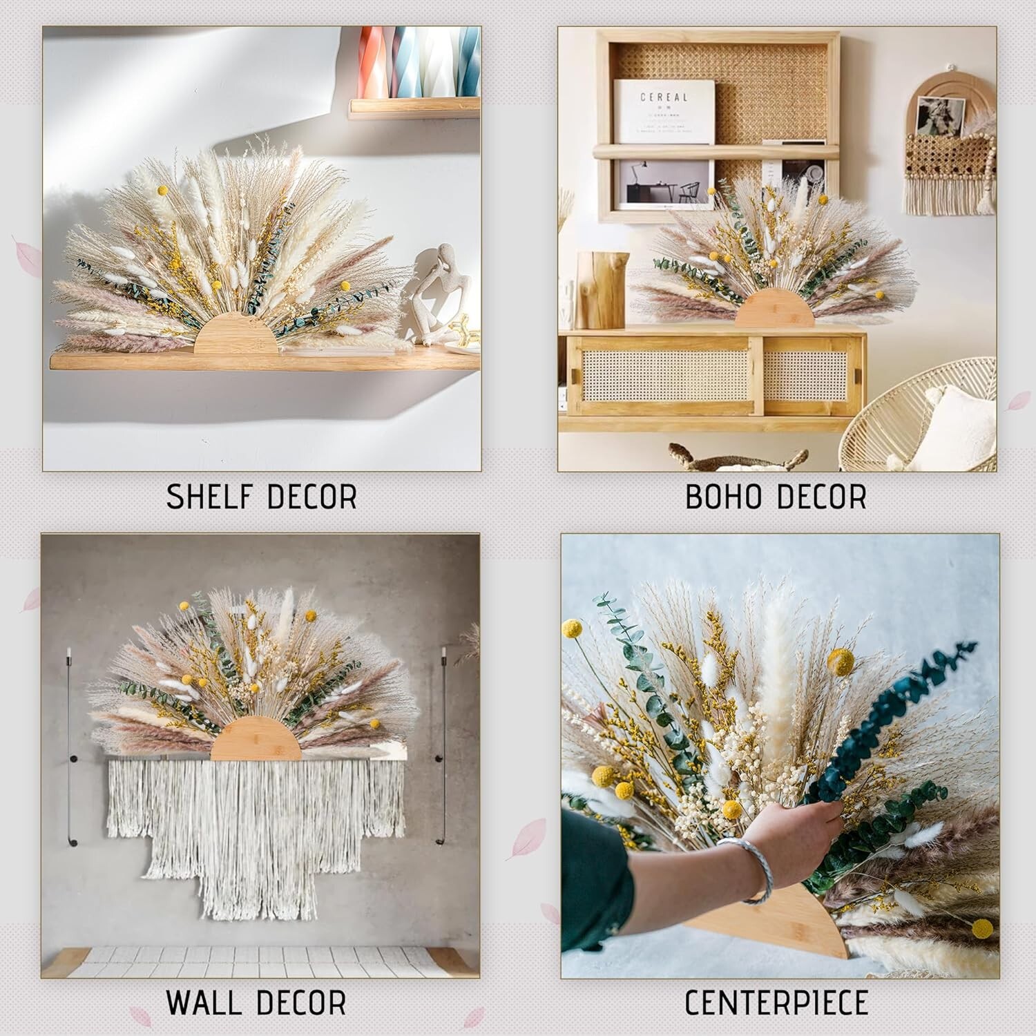Natural Pampas Grass & Preserved Flowers Decor Wreath & Home Decoration Pieces