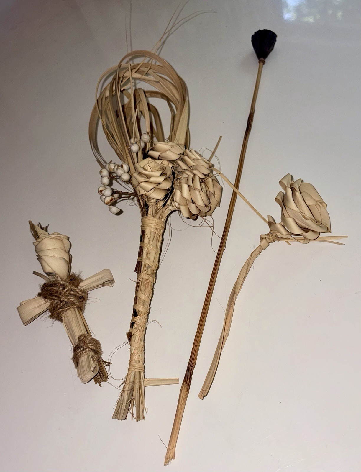 VTG Handmade Dried Palm Flower Bundle Natural Boho Floral Rustic Coastal Decor