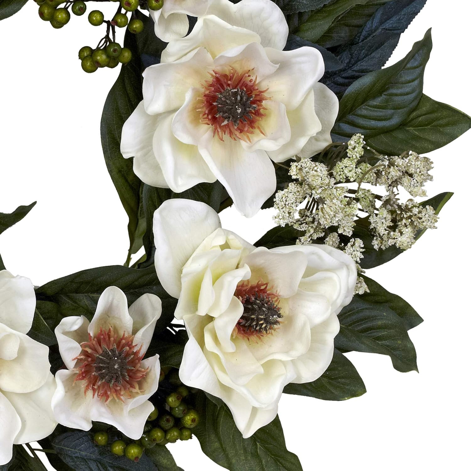 22-Inch White Magnolia Wreath for Elegant Home Decor