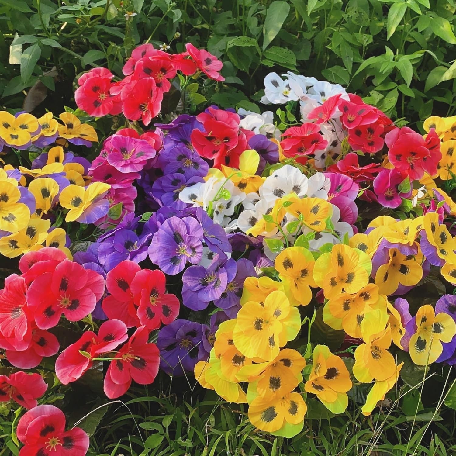 12 Bundles Artificial Pansy Flowers Faux Plastic Wild Flowers Bushes for Home