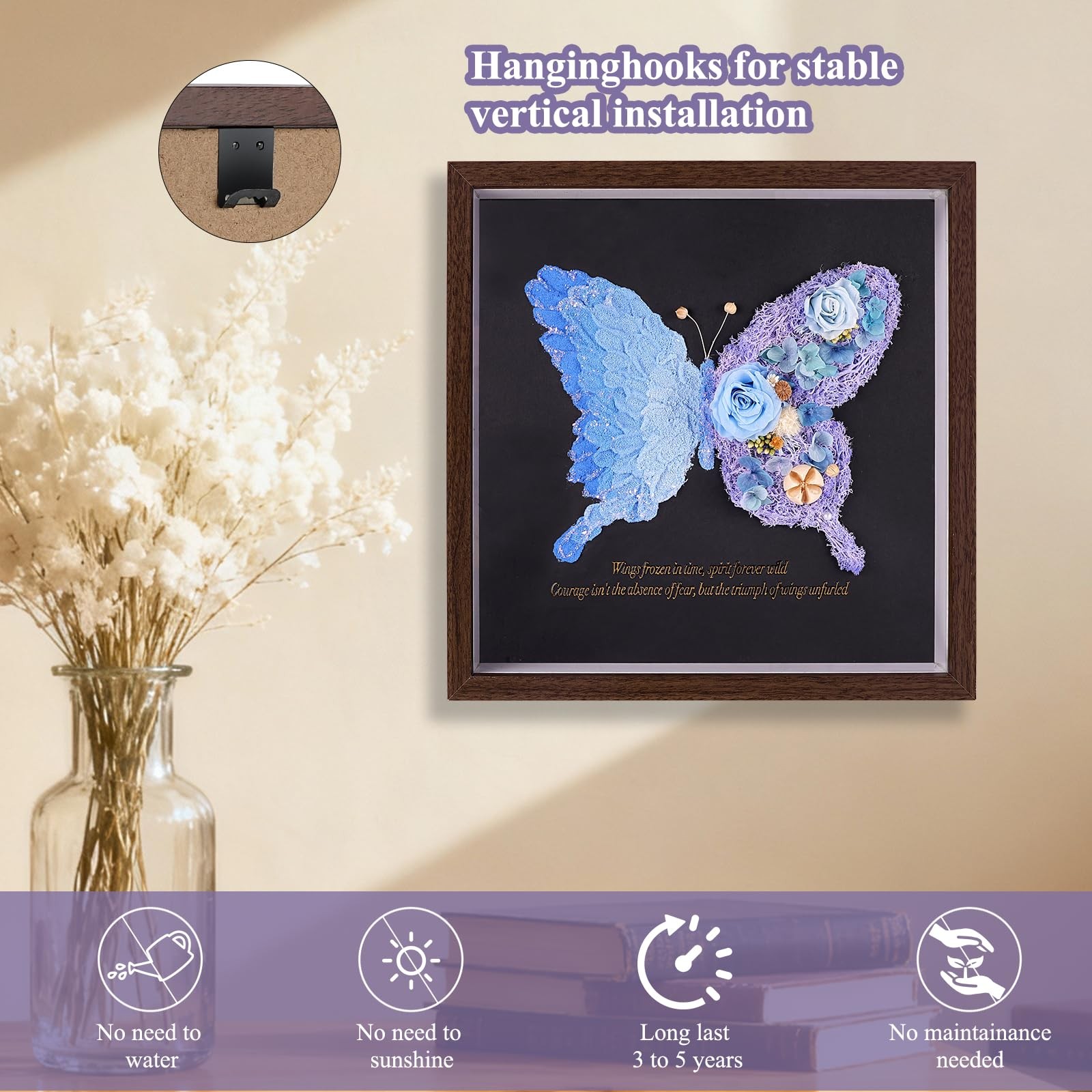 10x10In Butterfly Shadow Box Frame for Preserved Flowers – Handmade Forever F…