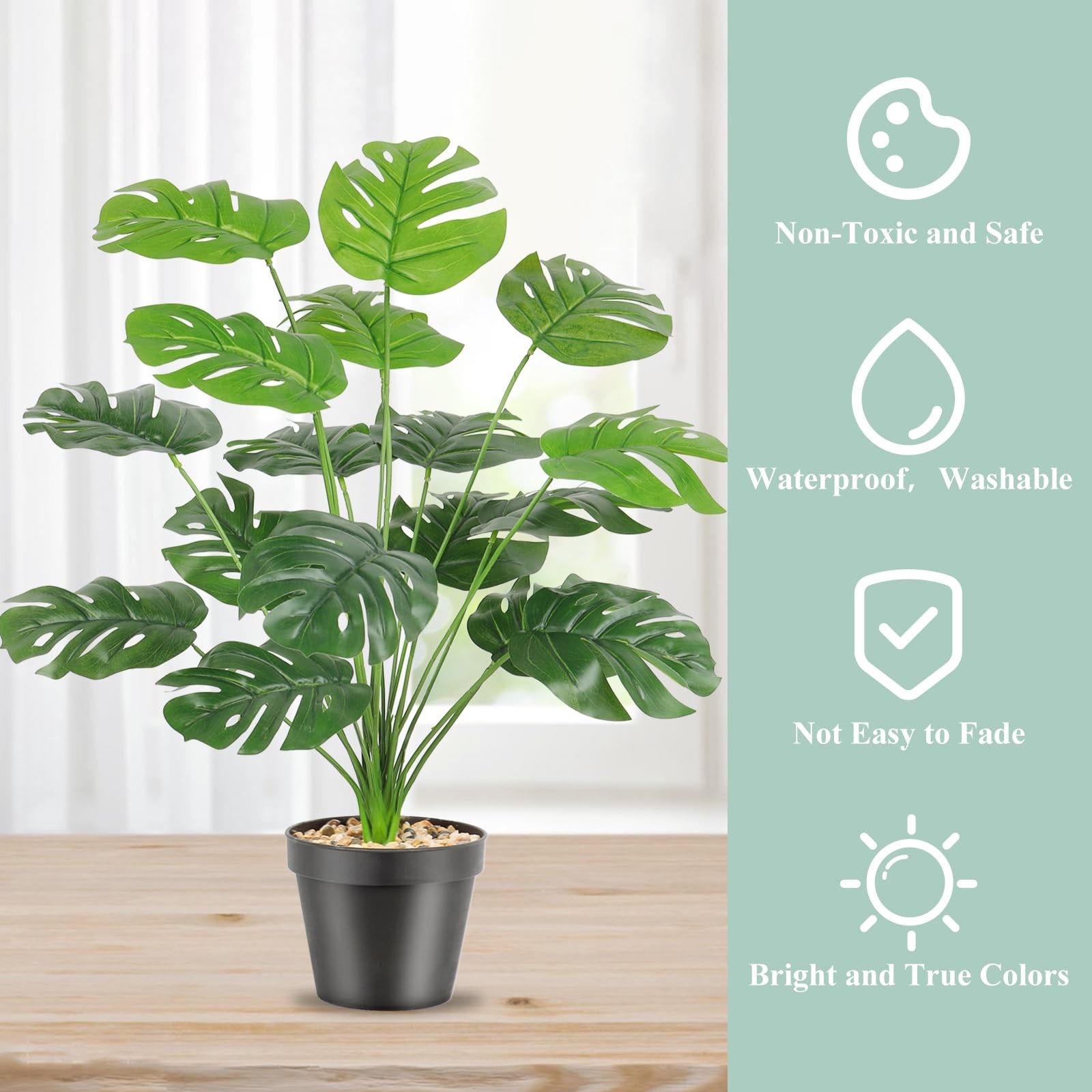 Set of 2 Fake Plants Artificial Floor Plants Large Tropical Palm Tree Tall Mo…
