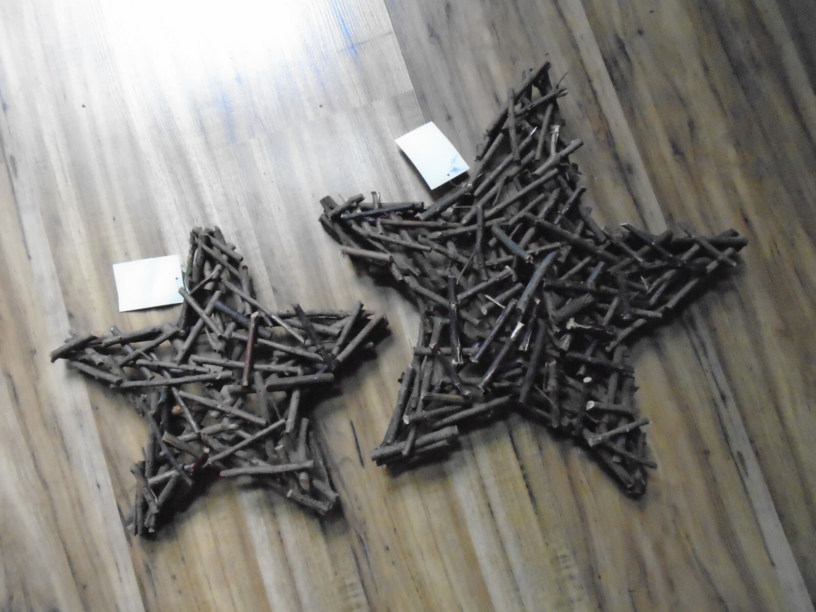 2 Natural Twig 3D Set Of Stars Rustic Home Decor 16″ 12″ Cabin Lodge