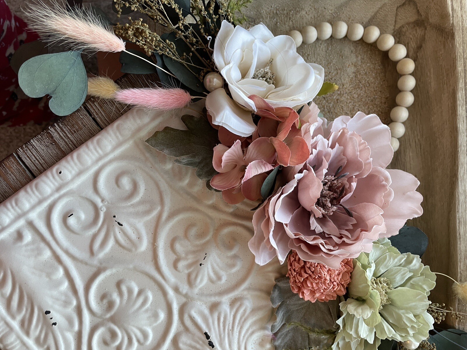 Metal plaque swag | Dried and artificial flower swag | Dried Flower wall decor