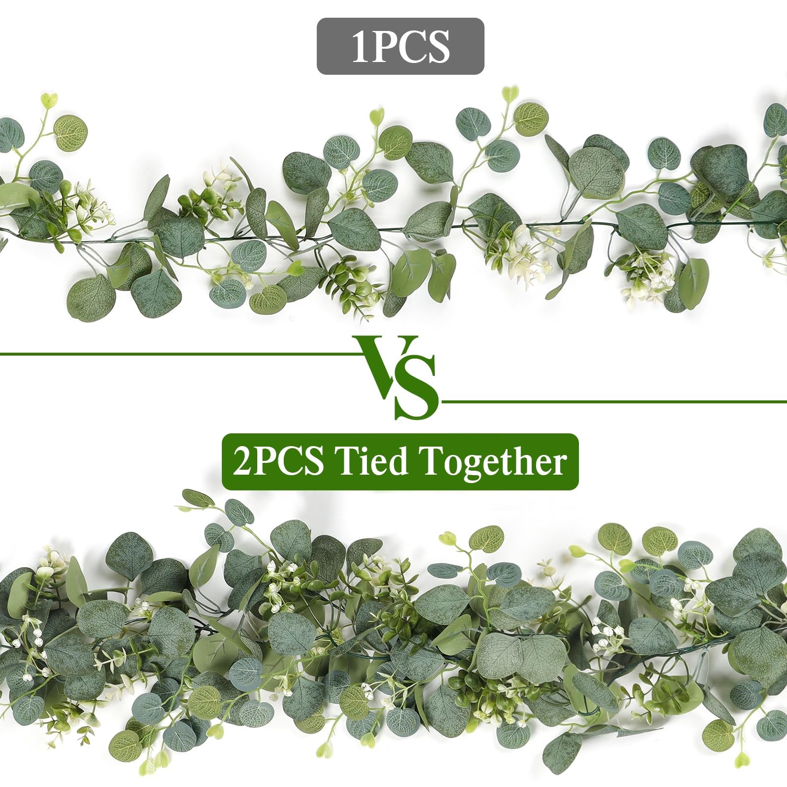 4 PCS Artificial Eucalyptus Garland 5.9FT Faux Silver Dollar Greenery Garland…