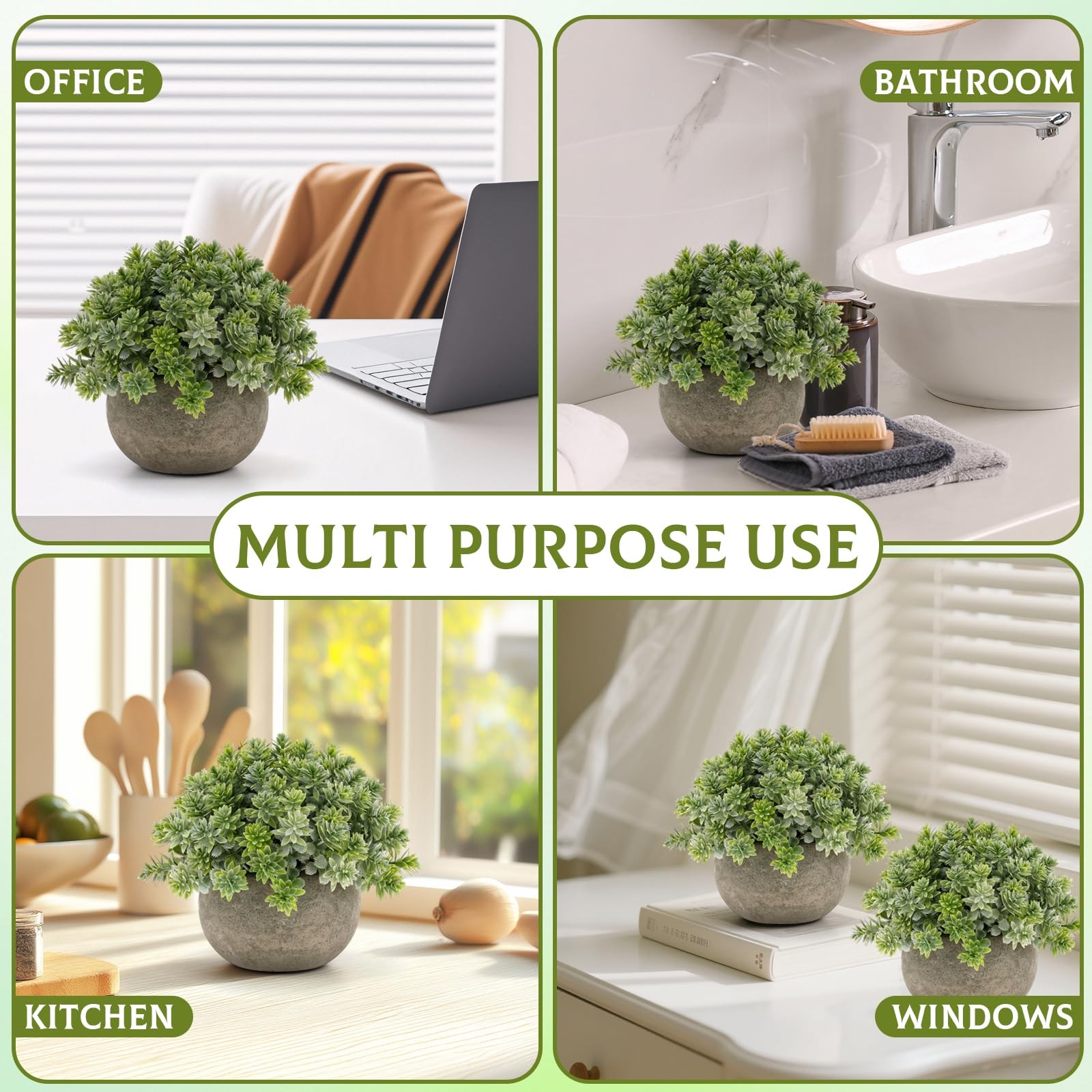 2 PCS Small Artificial Potted Fake Topiary Plants Ornament For Home Bedroom