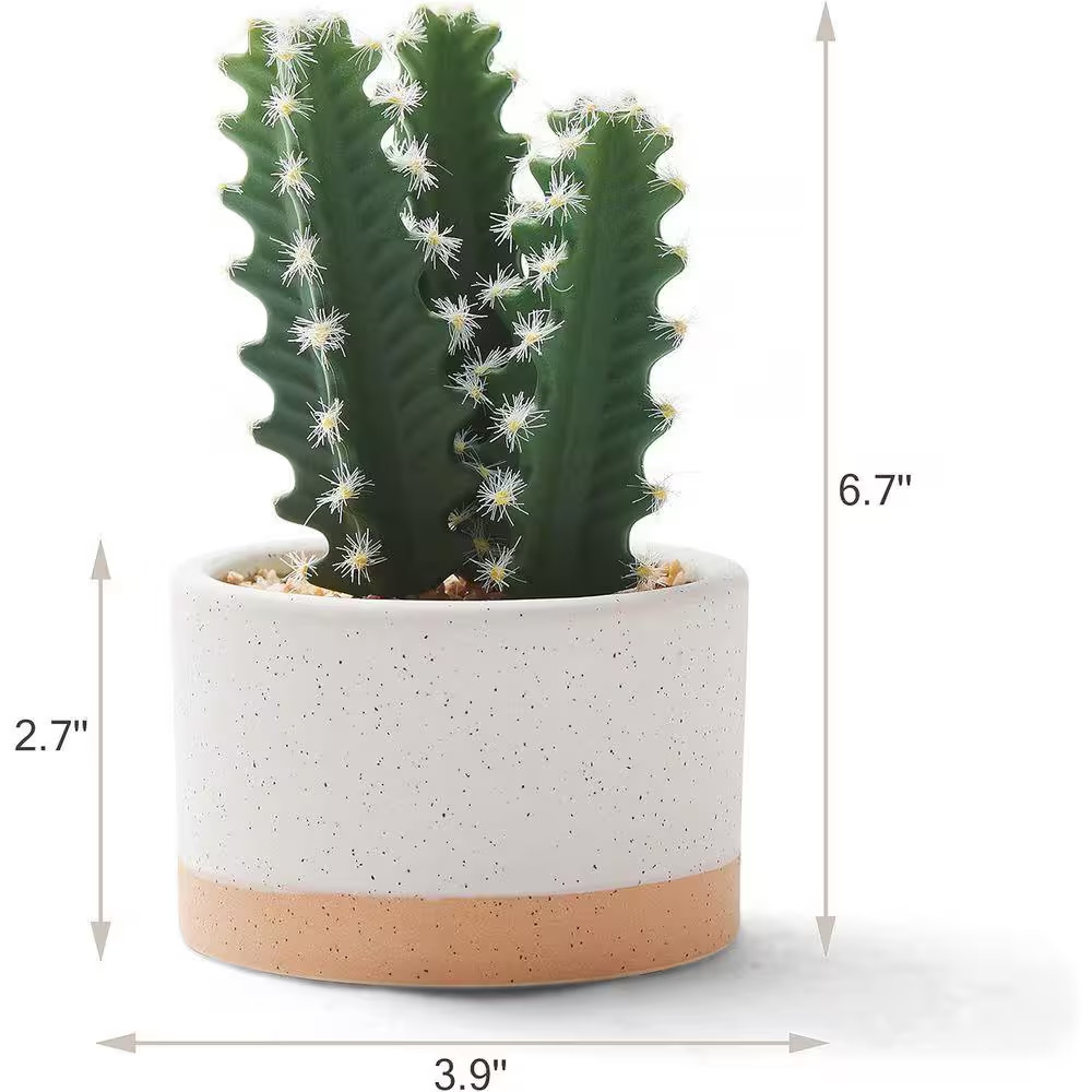 6.7 In. Green Indoor Artificial Succulent Plants in Ceramic Pots Set of 3