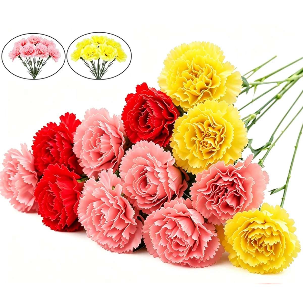 Silk Carnation Artificial Flowers Realistic Bouquet Home Decor Romantic Gift
