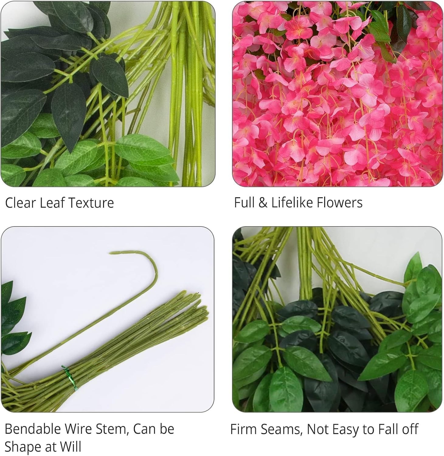 12 Pack Artificial Wisteria Hanging Flowers Fake Wisteria Flower Silk Vines R…