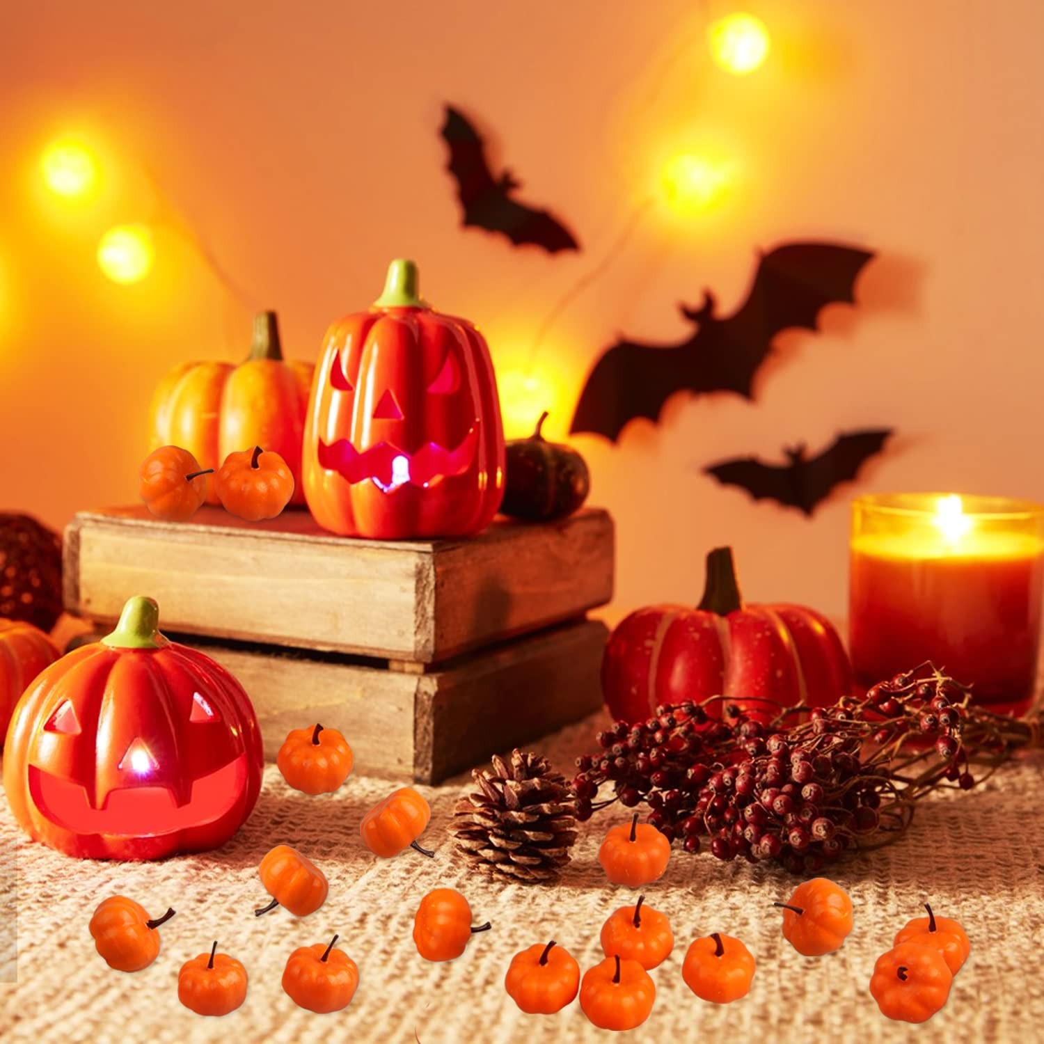 Realistic Mini Artificial Pumpkins Fall Autumn Thanksgiving Decoration 20PK