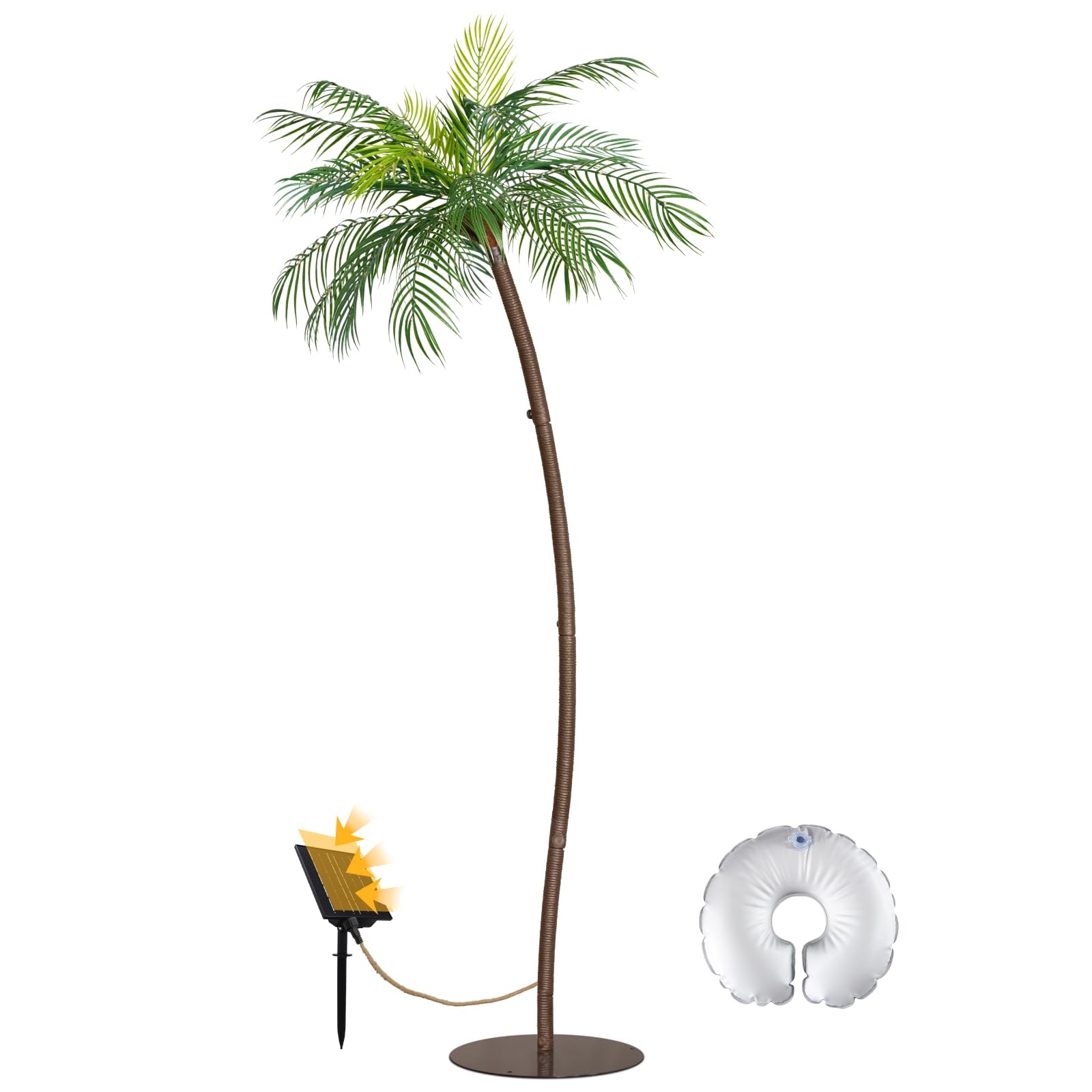 Solar-Powered Artificial Palm Tree 5.9FT with 200 LEDs, Artificial Tree Recha…