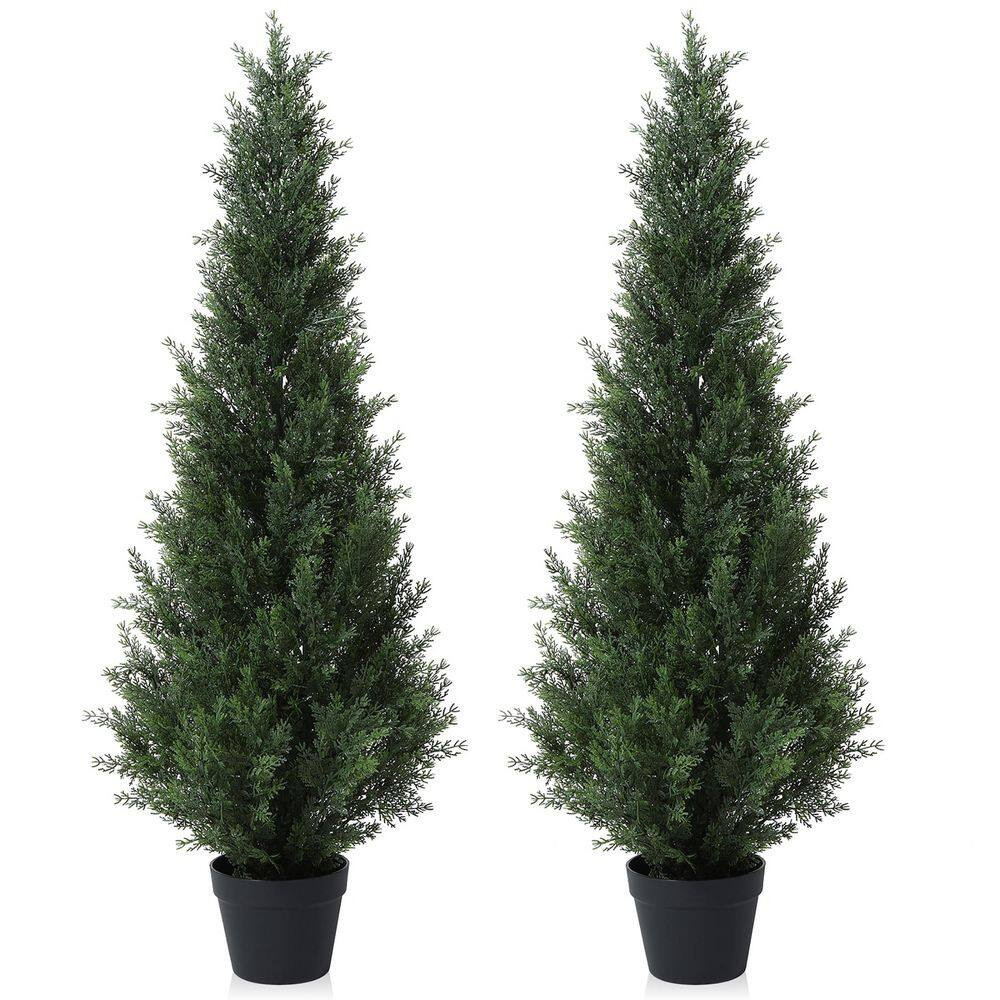 4 Ft. Artificial Indoor/Outdoor Topiary Cedar Tree, Fake Cypress Trees, Fake UV