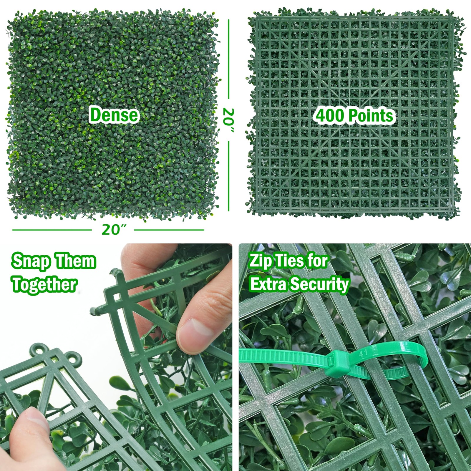 BCBLF 20×20 Inch 6Pcs Grass Wall Panels Boxwood Green