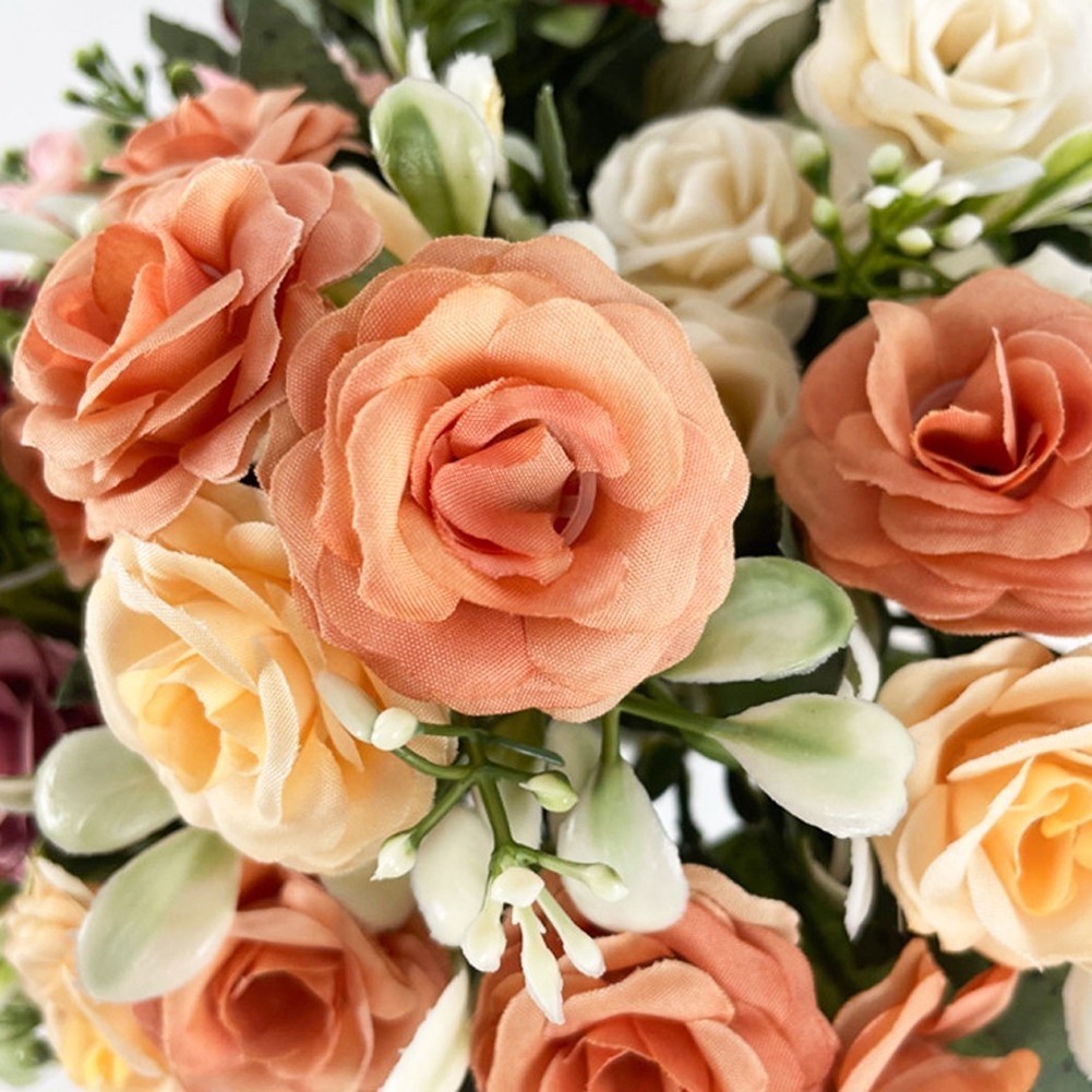 Faux Rose Bouquet with 15 Plastic Blooms for Bridal Use or Interior Decoration