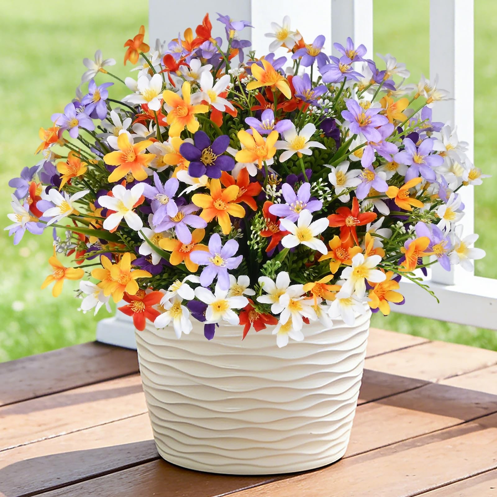 12 Bundles Artificial Spring Summer Flowers Outdoor Decorations Fake Plants, …