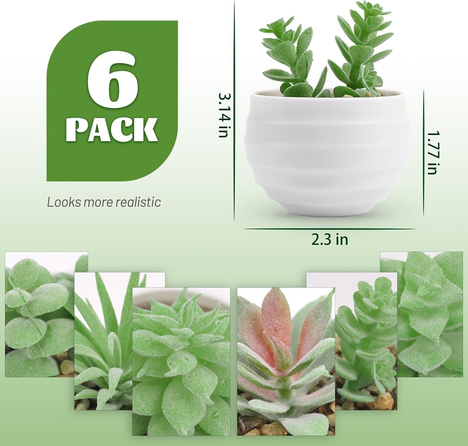 6 Pack Succulents Fake Plants for Bedroom Bathroom Home Decor | Small fake pl…