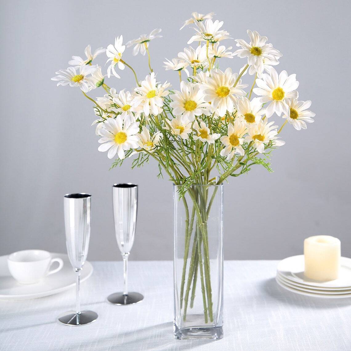 Artificial Silk Daisy Flower with Long Stems for Home Decor Indoor Outside Table
