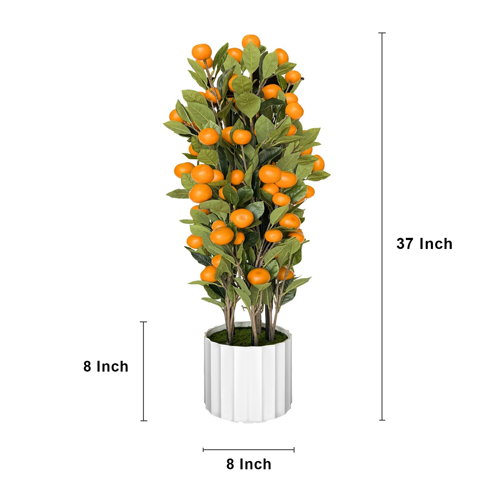 3′ Artificial Potted Plants Orange Tree Fruit Tree with White Plastic Pot 3ft