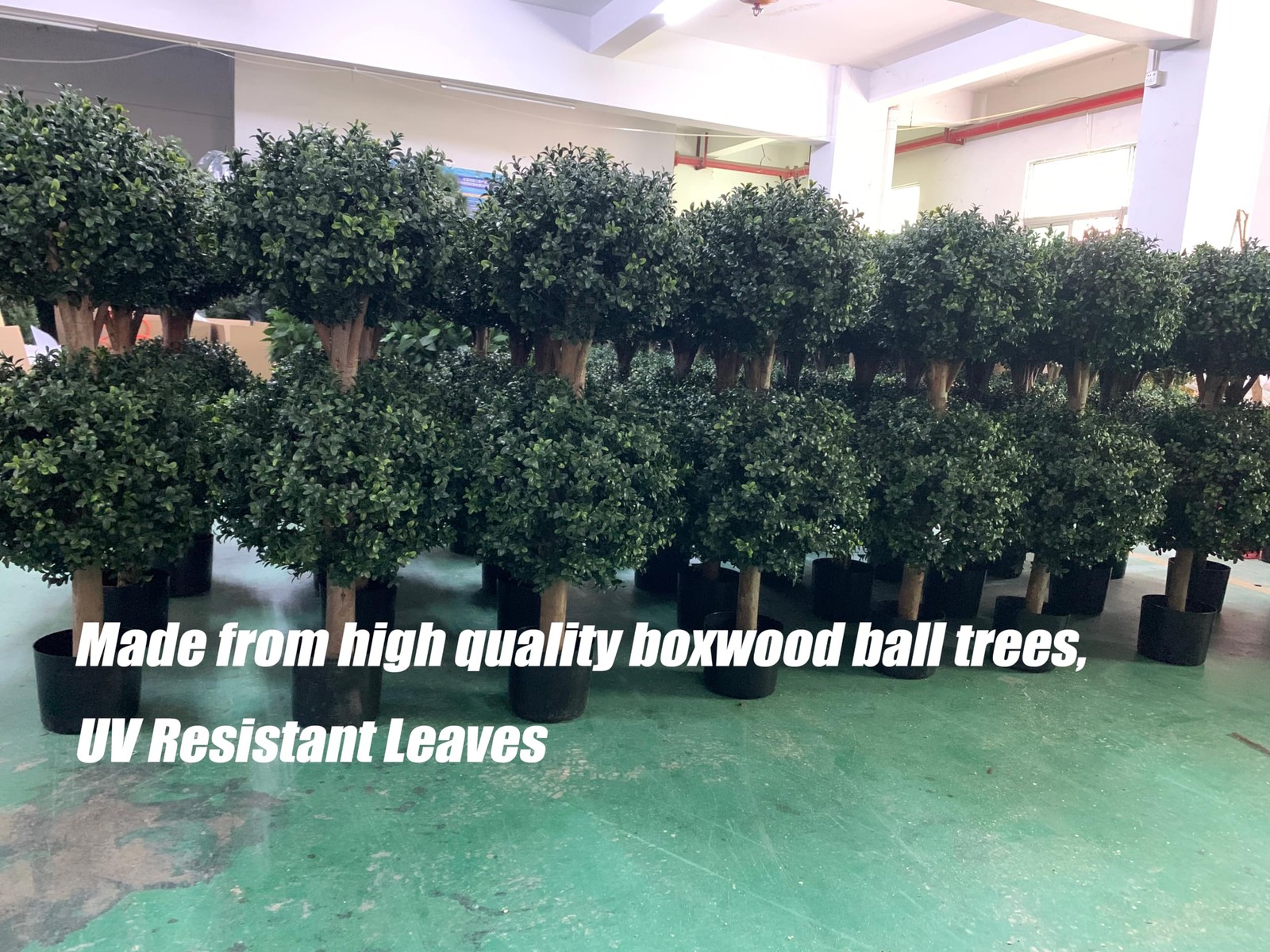 3Ft-35” Artificial Boxwood Double Topiary Trees,2PACK Faux Topiaries Tree Ga…